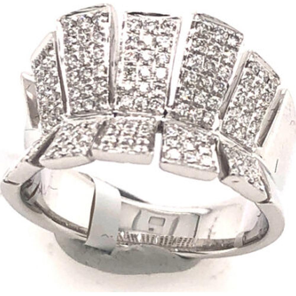 18K White Gold Geometric Statement Ring with Pavé-Set Diamonds by Afarin