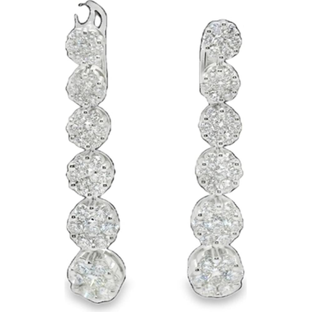 18K White Gold Graduated Drop Earrings with Round Diamonds by Afarin