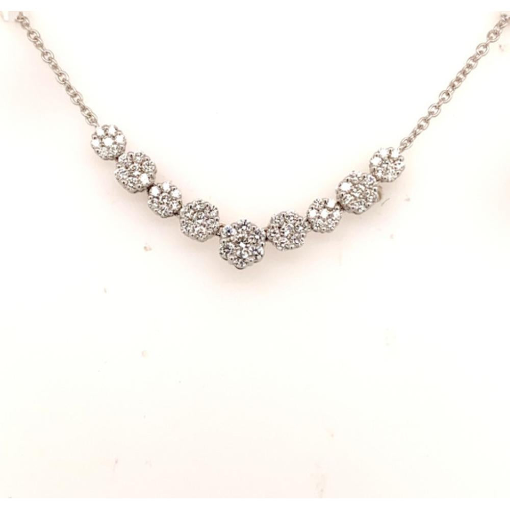 18K White Gold Graduating Diamond Station Necklace by Afarin