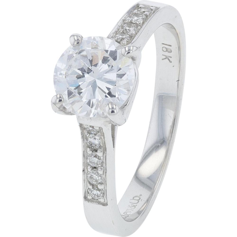 18K White Gold H. Levi & Co 0.12 Carats Diamond Semi-Mount Engagement Ring