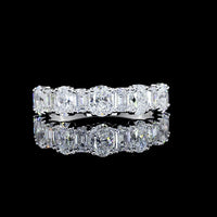 18K White Gold Half Eternity Band with Alternating Oval and Emerald Cut Lab Diamonds - 1.56 Carat Total Weight - Covaloro Fine Jewelry