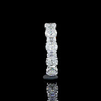 18K White Gold Half Eternity Band with Alternating Oval and Emerald Cut Lab Diamonds - 1.56 Carat Total Weight - Covaloro Fine Jewelry