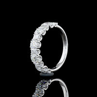18K White Gold Half Eternity Band with Alternating Oval and Emerald Cut Lab Diamonds - 1.56 Carat Total Weight - Covaloro Fine Jewelry