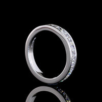 18K White Gold Half Eternity Band with Alternating Round and Baguette Lab Diamonds - 0.62 Carat Total Diamond Weight - Covaloro Fine Jewelry