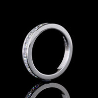 18K White Gold Half Eternity Band with Alternating Round and Baguette Lab Diamonds - 0.62 Carat Total Diamond Weight - Covaloro Fine Jewelry
