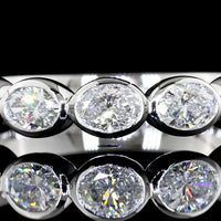 18K White Gold Half Eternity Band with East-West Bezel Set Oval Lab Diamonds - 1.06 Carats Total Diamond Weight - Covaloro Fine Jewelry