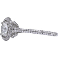18K White Gold Halo Engagement Ring with 1.10 Carat Center Diamond - 1.85 Carats Total Diamond Weight