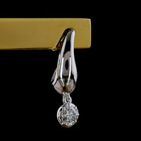 18K White Gold Hanging Drop Earrings with Bezel-Prong Set Round Lab Diamonds - 0.58 Carat Total Weight, E-F Color VS Clarity - Covaloro Fine Jewelry