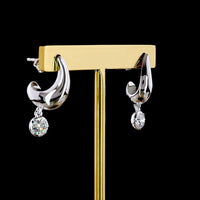 18K White Gold Hanging Drop Earrings with Bezel-Prong Set Round Lab Diamonds - 0.58 Carat Total Weight, E-F Color VS Clarity - Covaloro Fine Jewelry