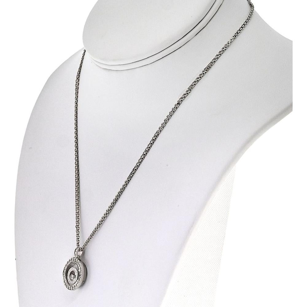 18K White Gold Happy Spirit Pendant Necklace with Floating Round Diamond by Chopard - 0.62 Carats Total Diamond Weight