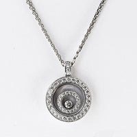 18K White Gold Happy Spirit Pendant Necklace with Floating Round Diamond by Chopard - 0.62 Carats Total Diamond Weight