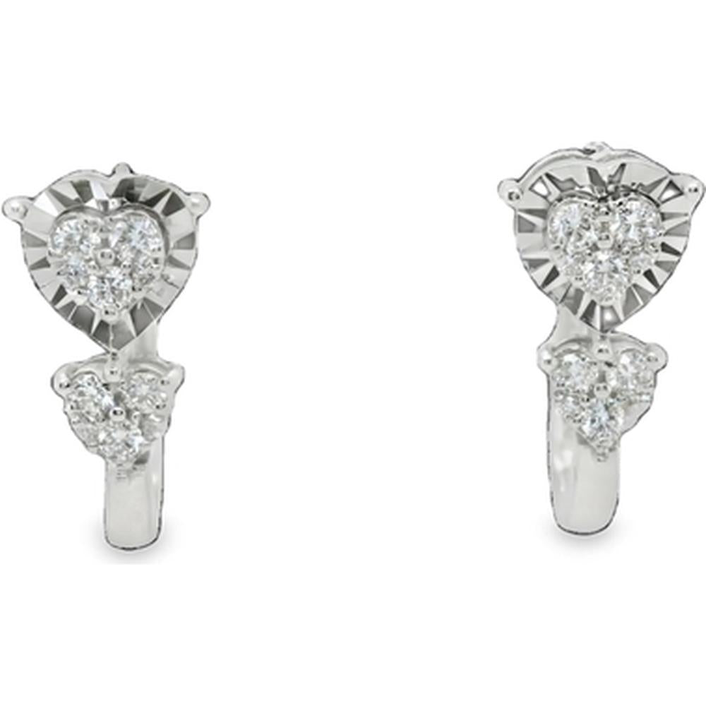18K White Gold Heart-Inspired Drop Earrings with Round Diamonds by Afarin