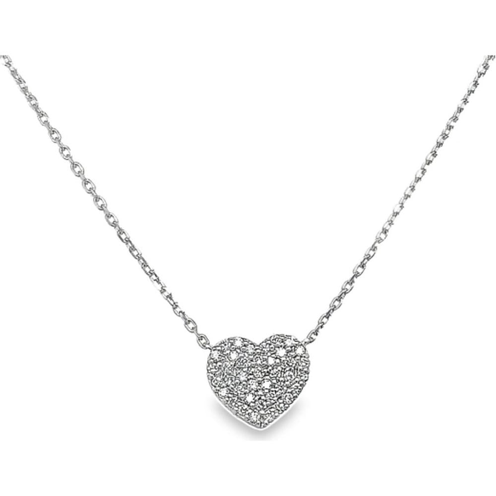 18K White Gold Heart Pendant Necklace with Diamonds by Afarin