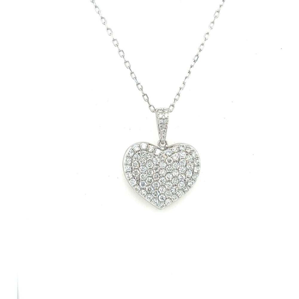 18K White Gold Heart Pendant with Round Diamonds by Afarin