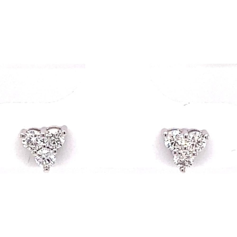 18K White Gold Heart-Shaped Diamond Stud Earrings by Afarin
