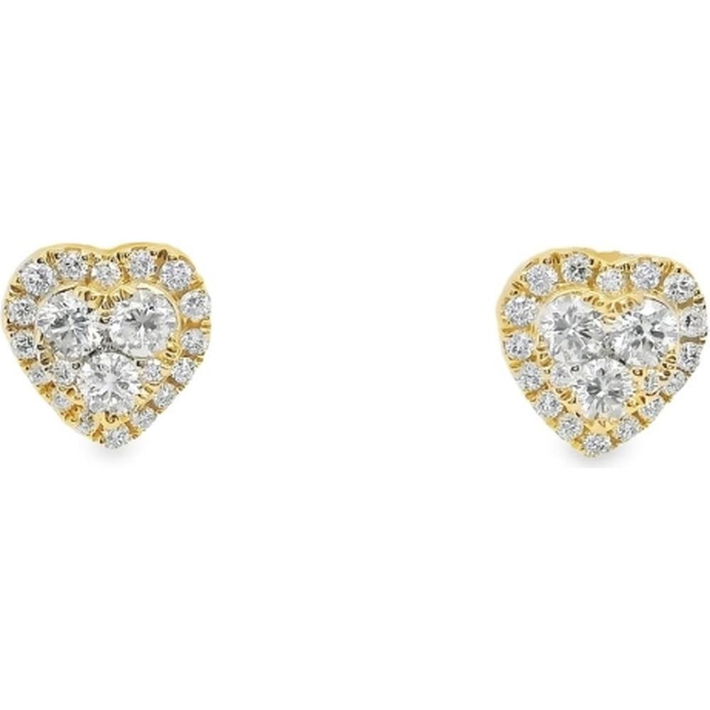 18K White Gold Heart-Shaped Stud Earrings with Round Diamond Cluster and Diamond Halo by Afarin