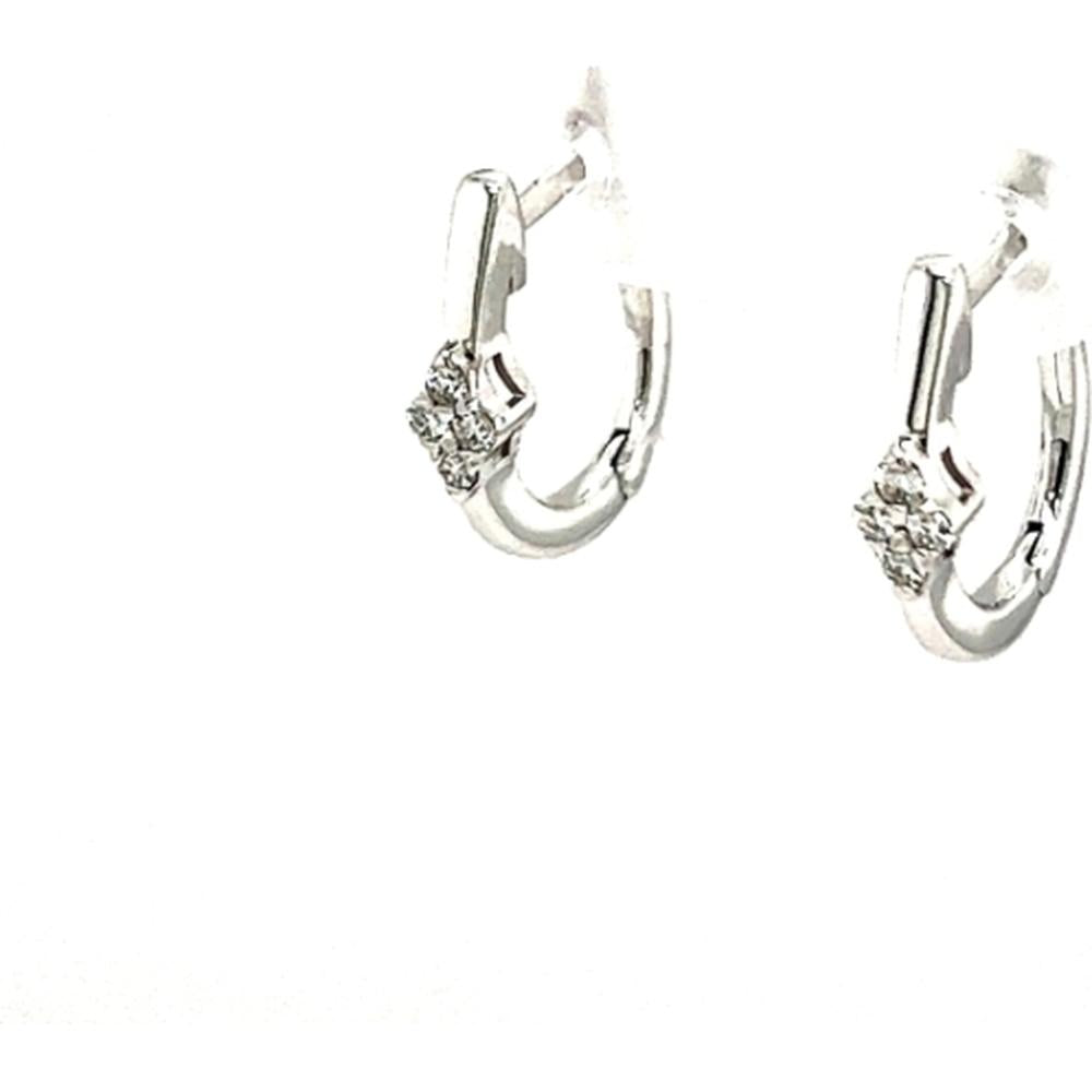 18K White Gold Huggie Earrings with Diamond Accents by Afarin