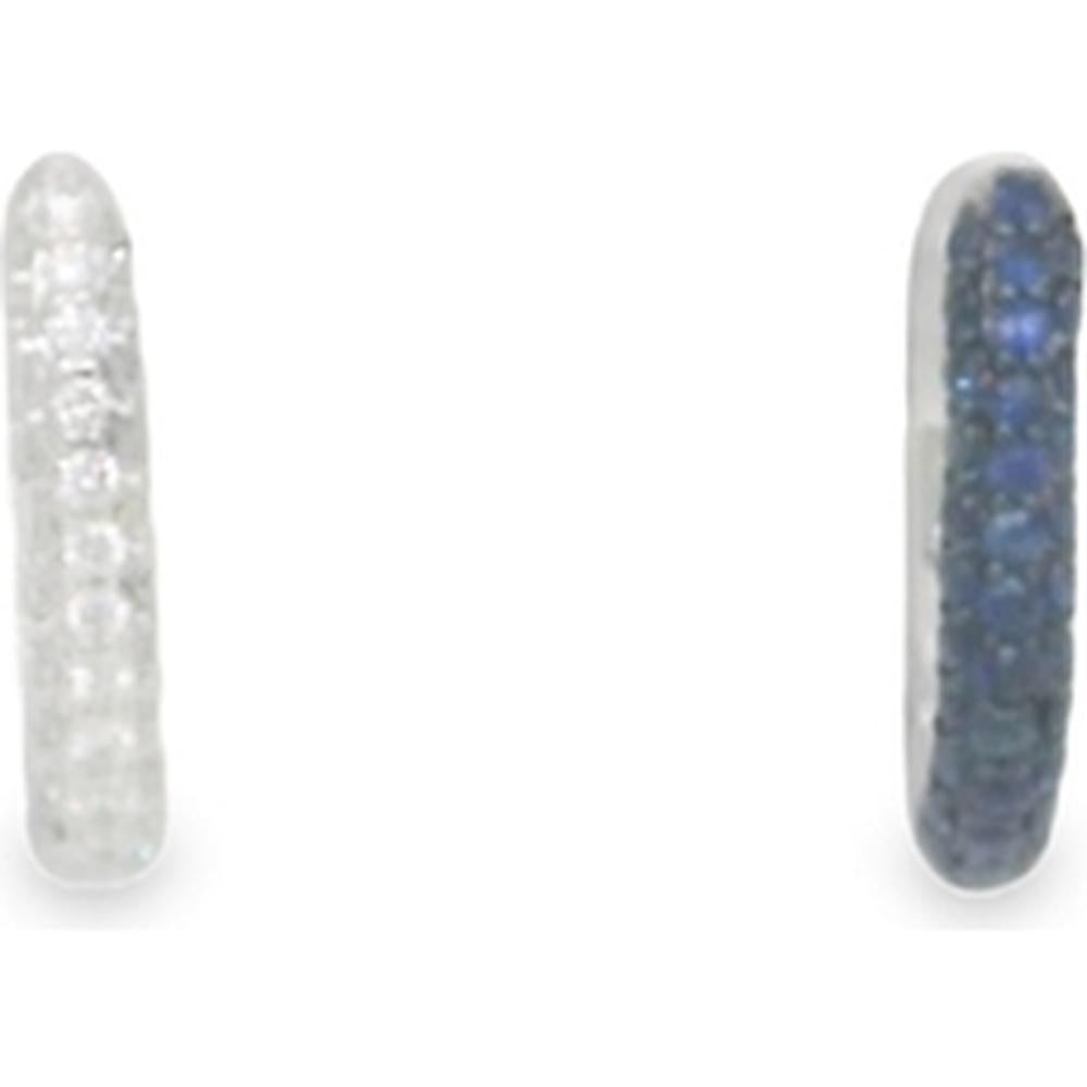 18K White Gold Huggie Earrings with Diamonds and Blue Sapphires by Afarin