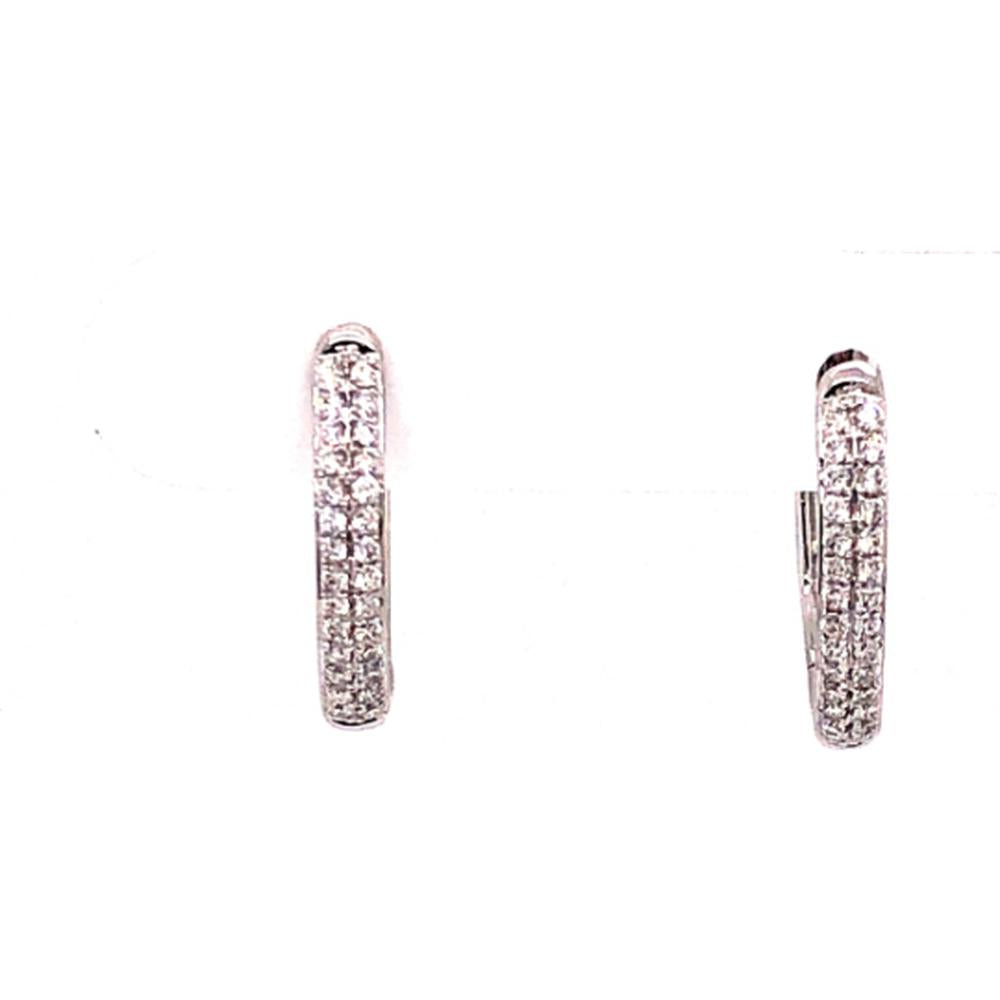 18K White Gold Huggie Earrings with Round Diamonds by Afarin