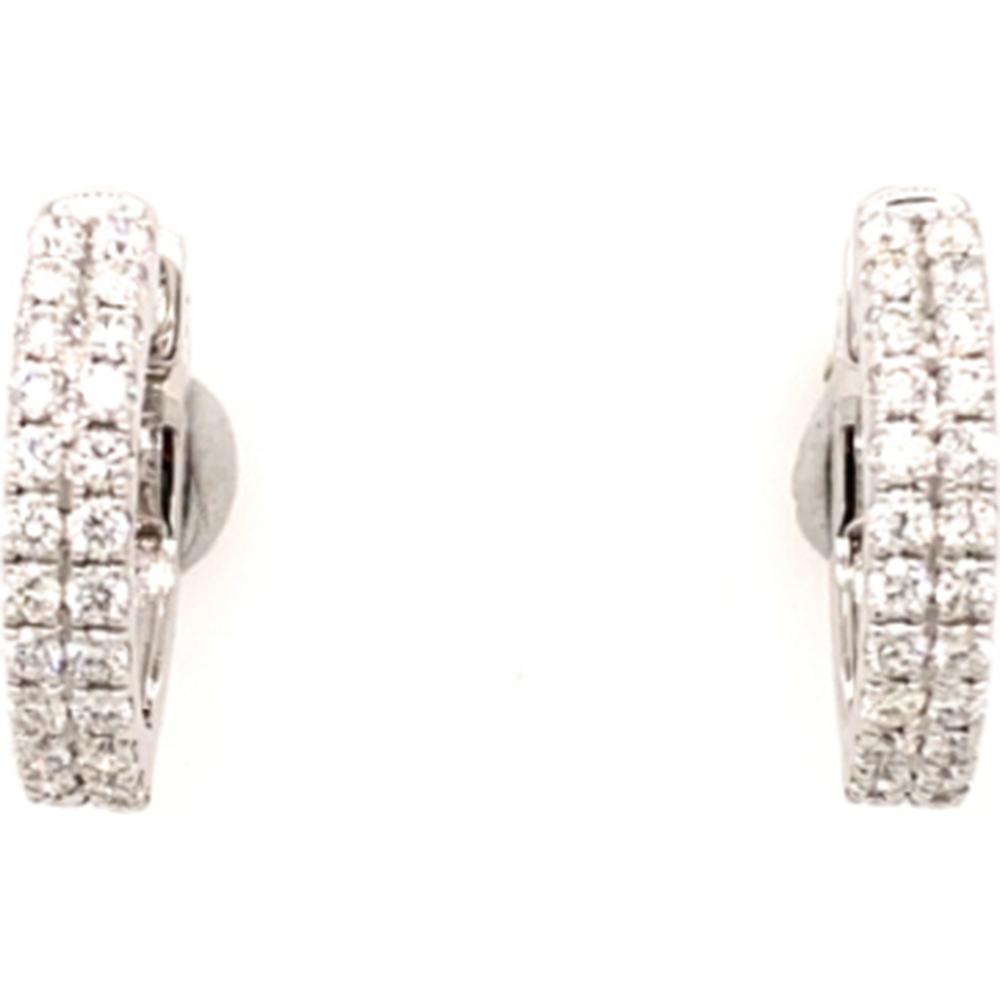18K White Gold Huggie Earrings with Round Diamonds by Afarin