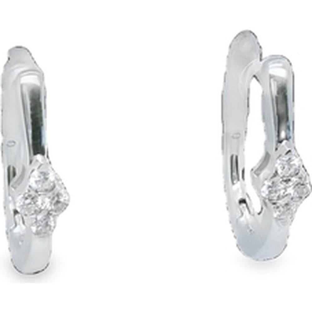 18K White Gold Huggie Earrings with Round Diamonds by Afarin