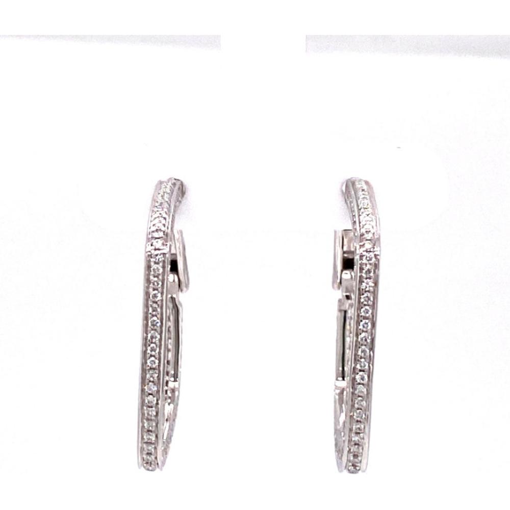 18K White Gold Huggie Hoop Earrings with Round Diamonds by Afarin