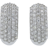 18K White Gold Huggie-Style Halo Earrings with Prong-Set Round Brilliant Diamonds - 2.00 Carat Total Diamond Weight