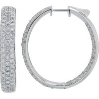 18K White Gold Inside-Out Hoop Earrings with Pavé Set Round Diamonds - 4.33 Carat Total Diamond Weight