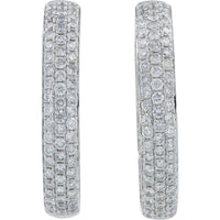 18K White Gold Inside-Out Hoop Earrings with Pavé Set Round Diamonds - 4.33 Carat Total Diamond Weight