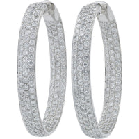 18K White Gold Inside-Out Hoop Earrings with Pavé-Set Round Diamonds - 4.85 Carat Total Diamond Weight