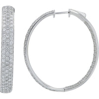 18K White Gold Inside-Out Hoop Earrings with Pavé-Set Round Diamonds - 4.85 Carat Total Diamond Weight