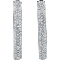 18K White Gold Inside-Out Hoop Earrings with Pavé-Set Round Diamonds - 4.85 Carat Total Diamond Weight