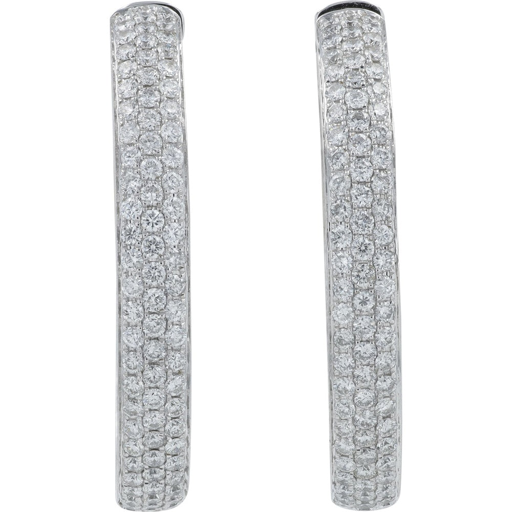 18K White Gold Inside-Out Hoop Earrings with Pavé-Set Round Diamonds - 4.85 Carat Total Diamond Weight