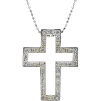 18K White Gold Interchangeable Cross Pendant with Round Rubies and Diamonds - 0.75 Carat Total Ruby Weight and 0.24 Carat Total Diamond Weight