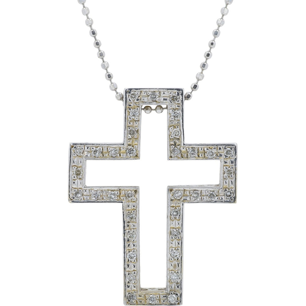 18K White Gold Interchangeable Cross Pendant with Round Rubies and Diamonds - 0.75 Carat Total Ruby Weight and 0.24 Carat Total Diamond Weight