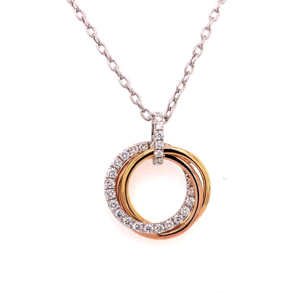 18K White Gold Interlocking Circle Diamond Pendant Necklace by Afarin