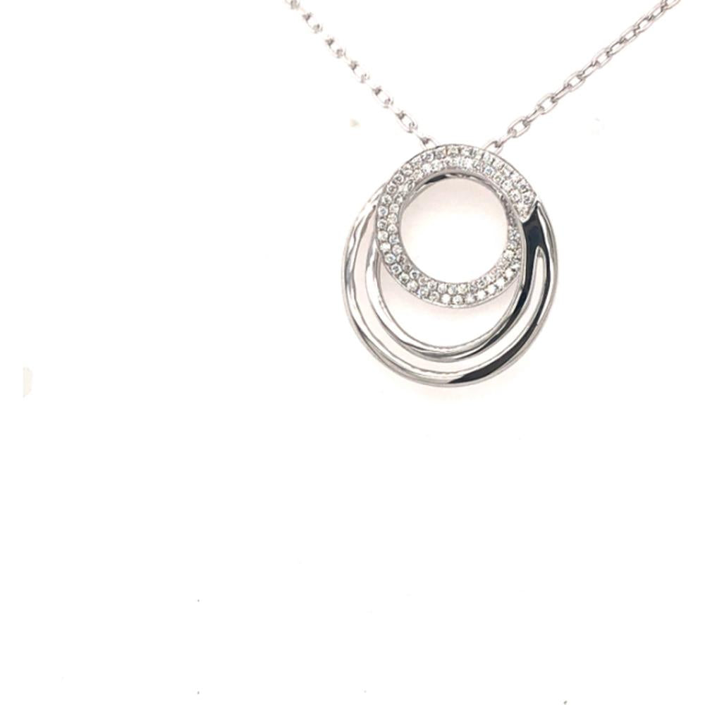 18K White Gold Interlocking Circle Diamond Pendant Necklace by Afarin