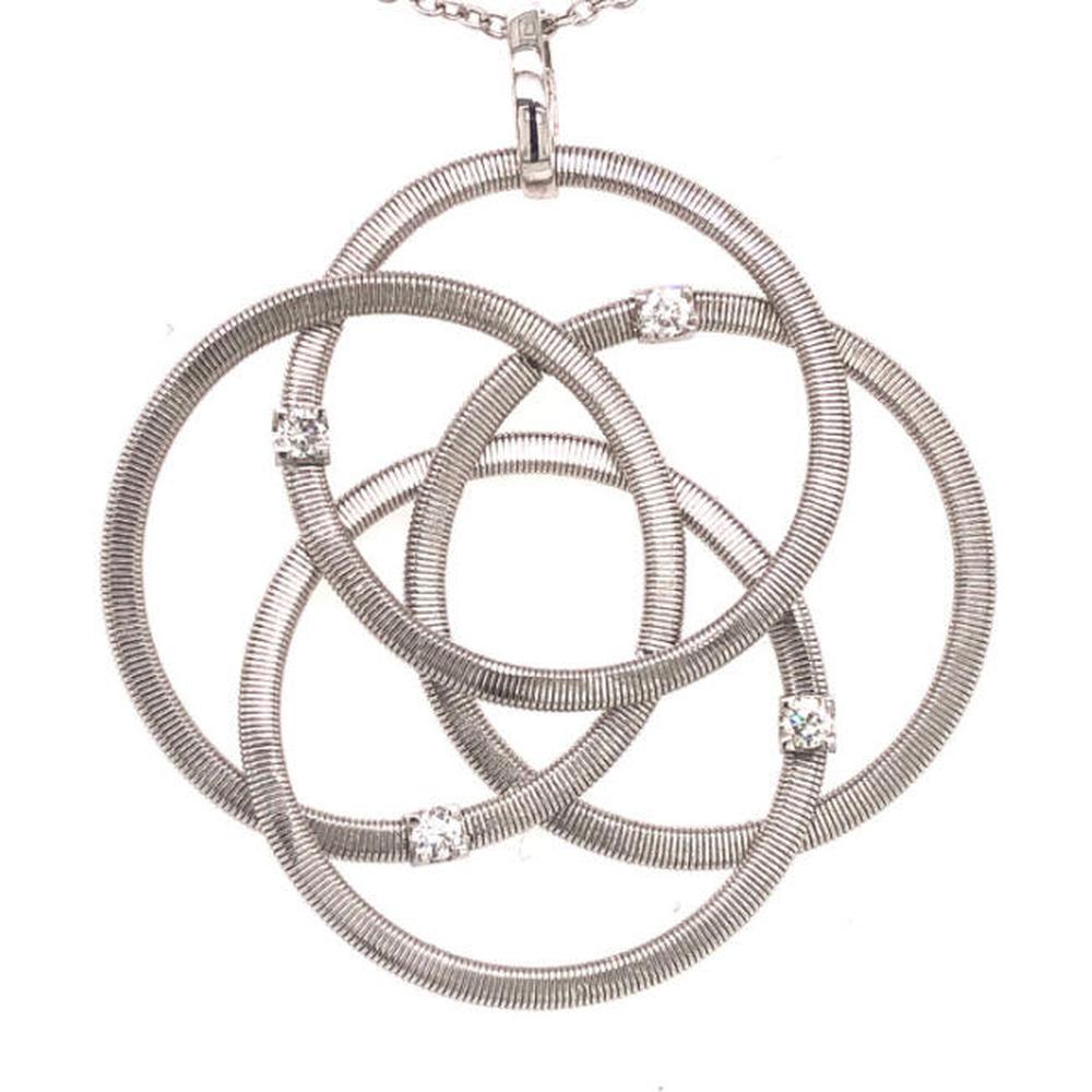 18K White Gold Interlocking Flower Motif Pendant with Round Diamonds by Afarin