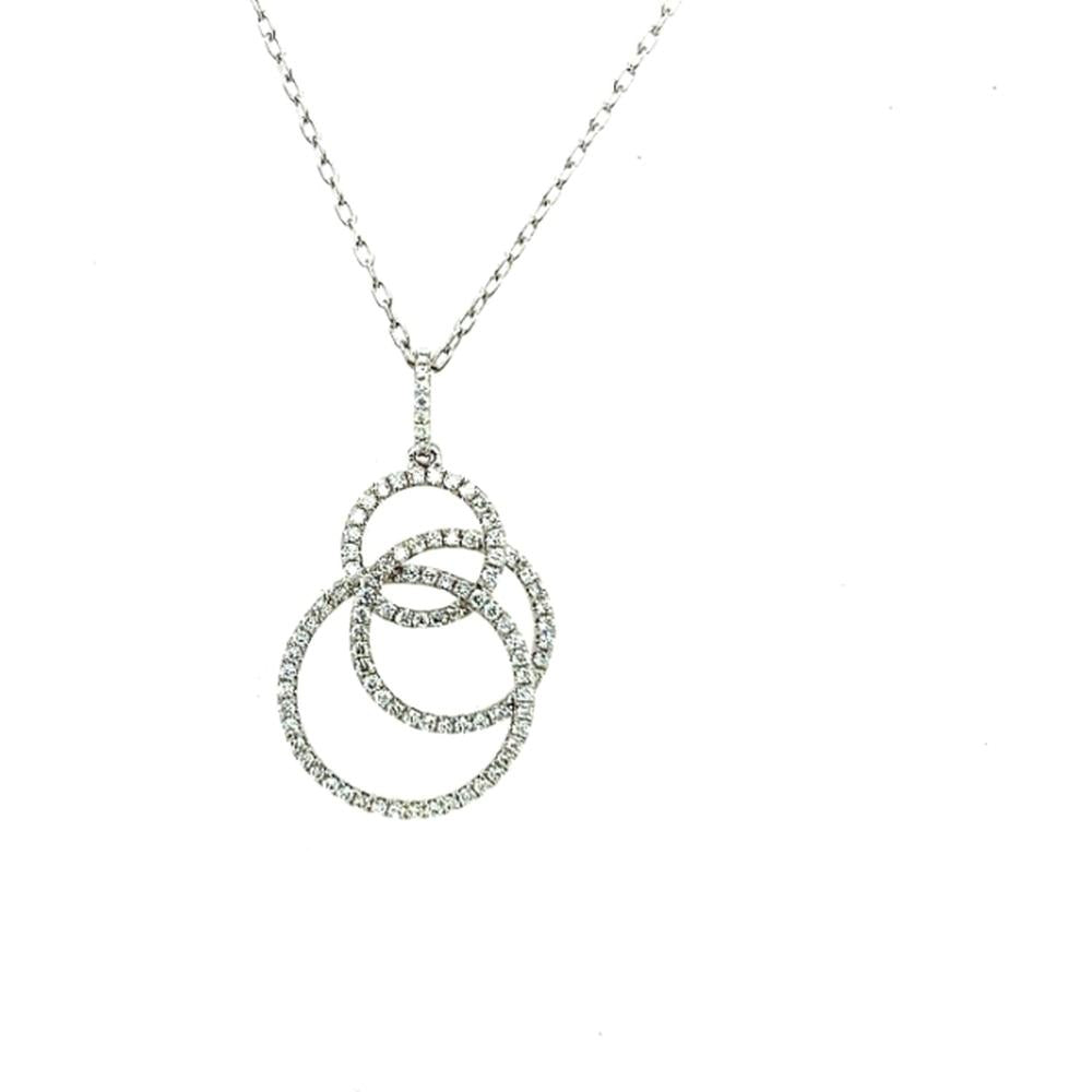 18K White Gold Interlocking Open Circle Diamond Pendant Necklace by Afarin