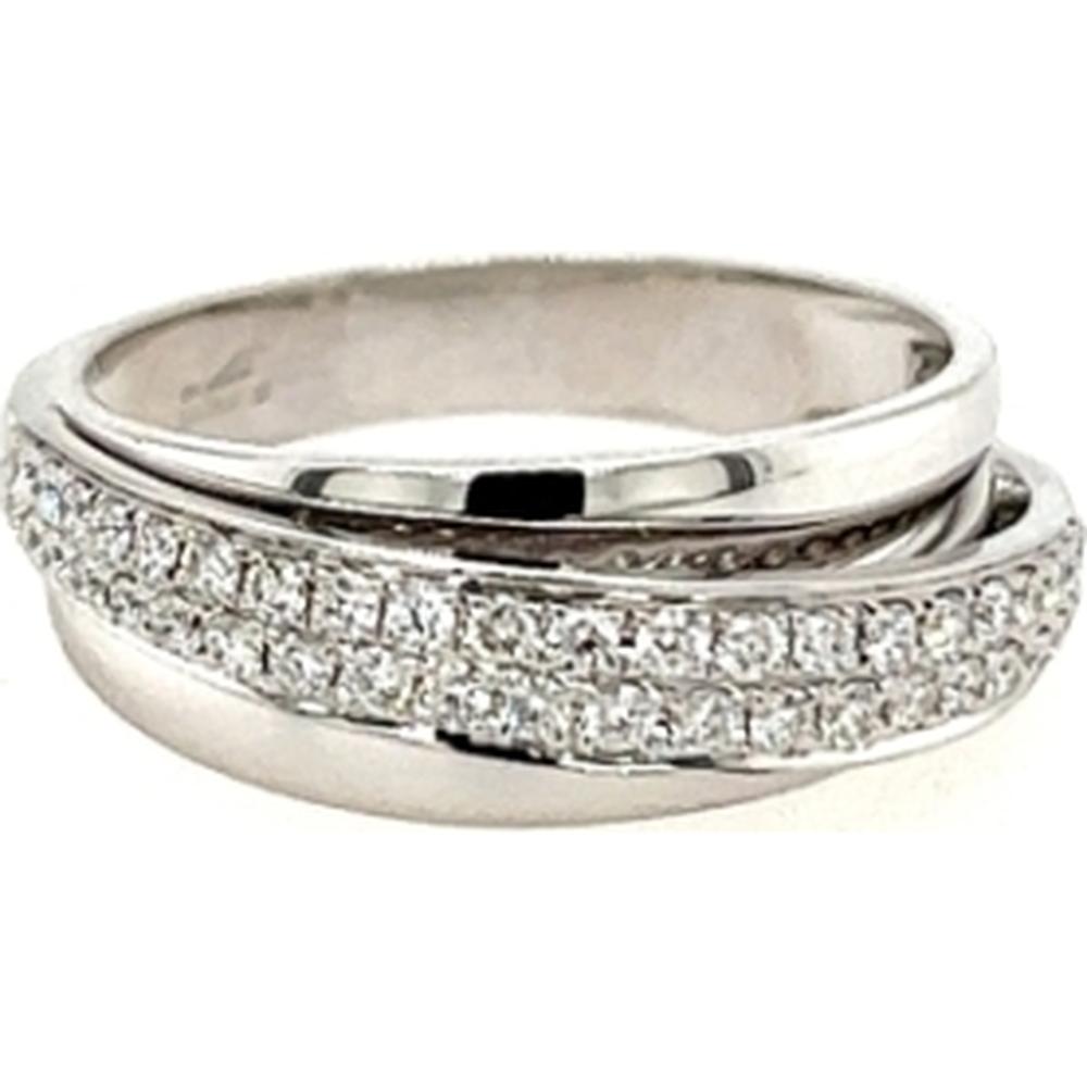 18K White Gold Intertwined Diamond Fashion Ring by Afarin