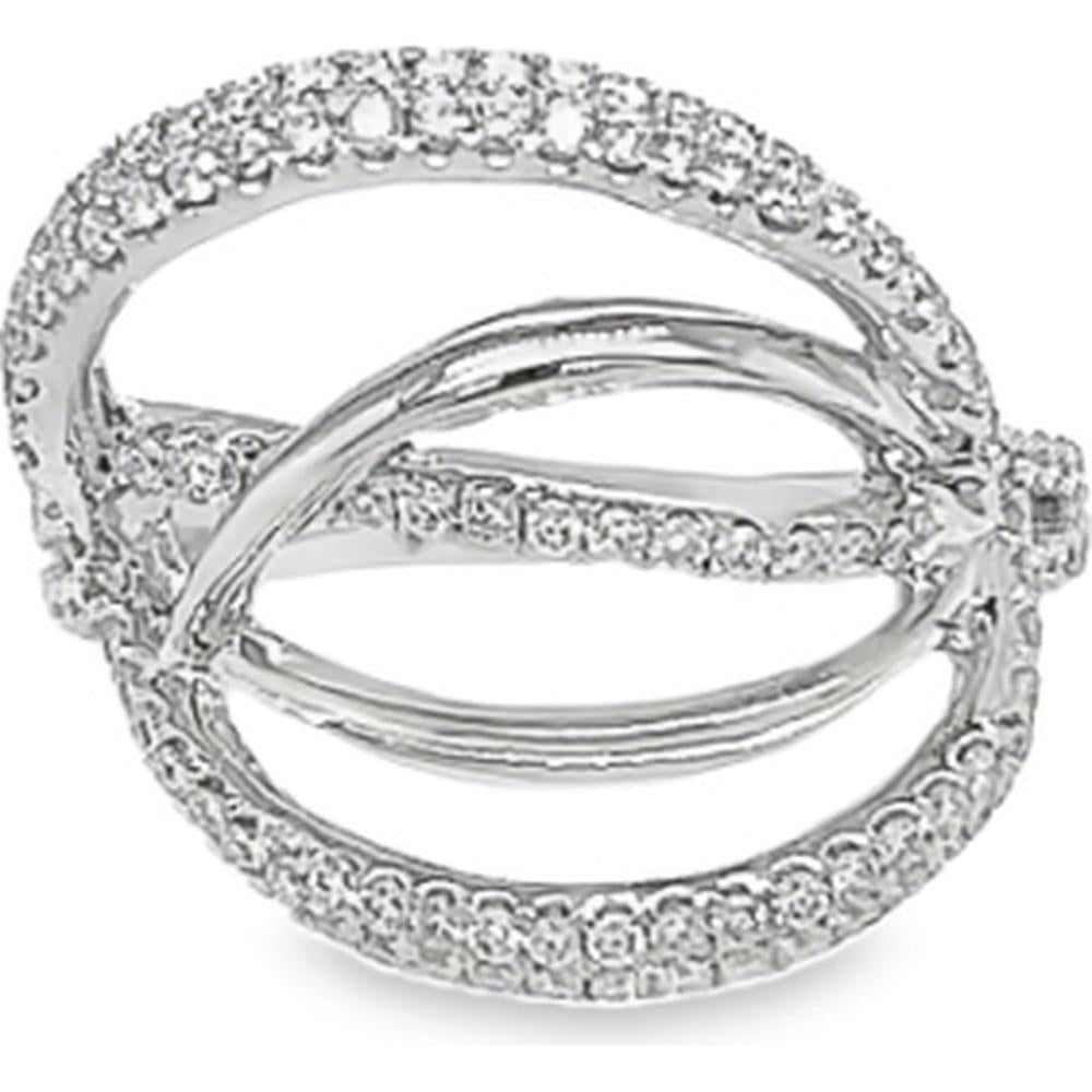 18K White Gold Interwoven Pavé Diamond Crisscross Ring by Afarin