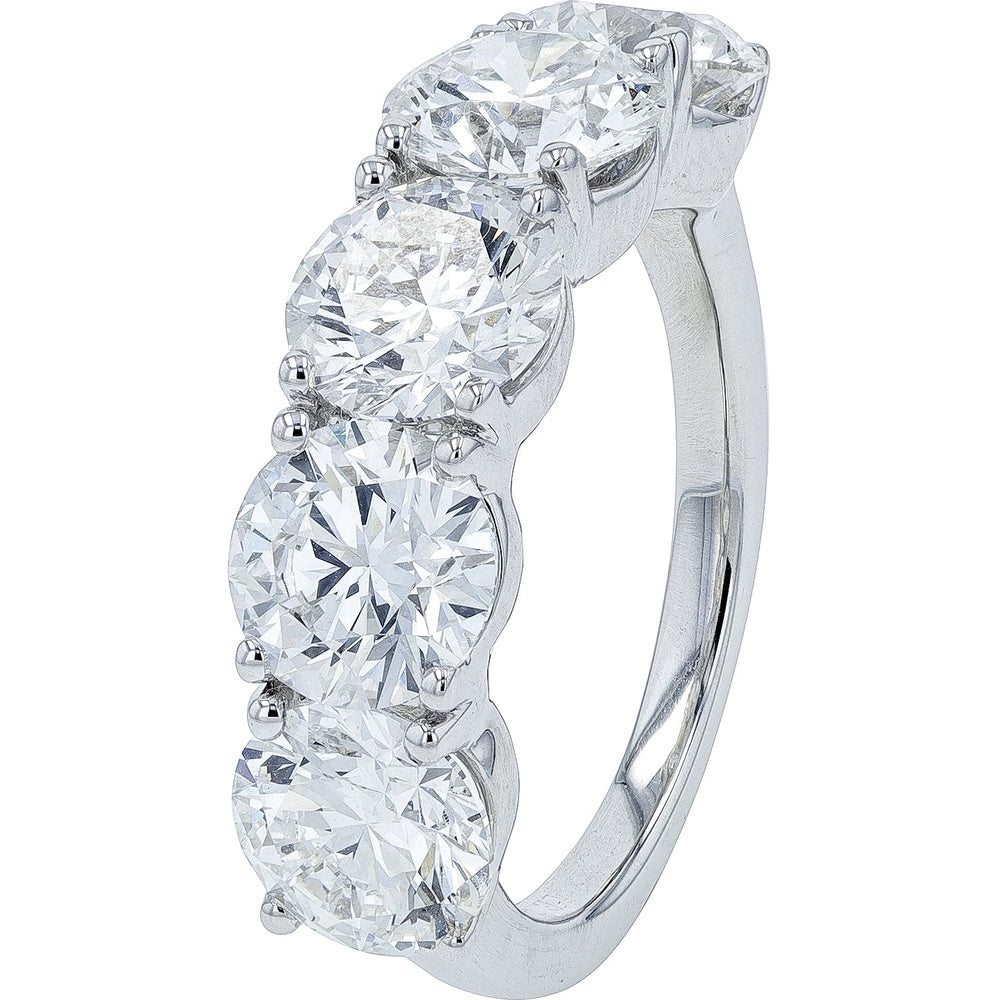18K White Gold Lab-Grown Diamond Band with Prong-Set Brilliant Cut Diamonds - 5.00 Carat Total Diamond Weight
