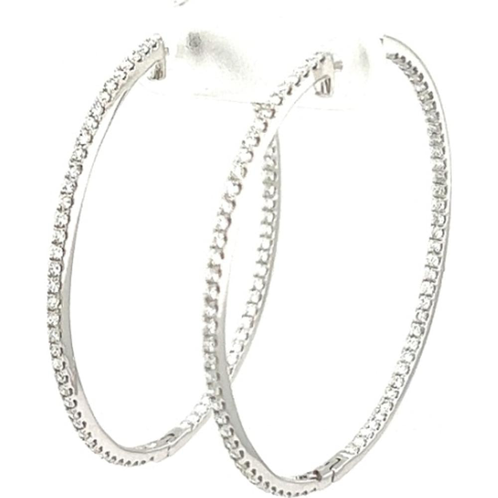 18K White Gold Large Diamond Hoop Earrings by Afarin