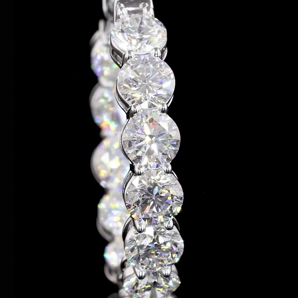 18K White Gold Large Round Diamond Hoop Earrings with Prong Set Lab Diamonds - 5.22 Carats Total Diamond Weight - Covaloro Fine Jewelry