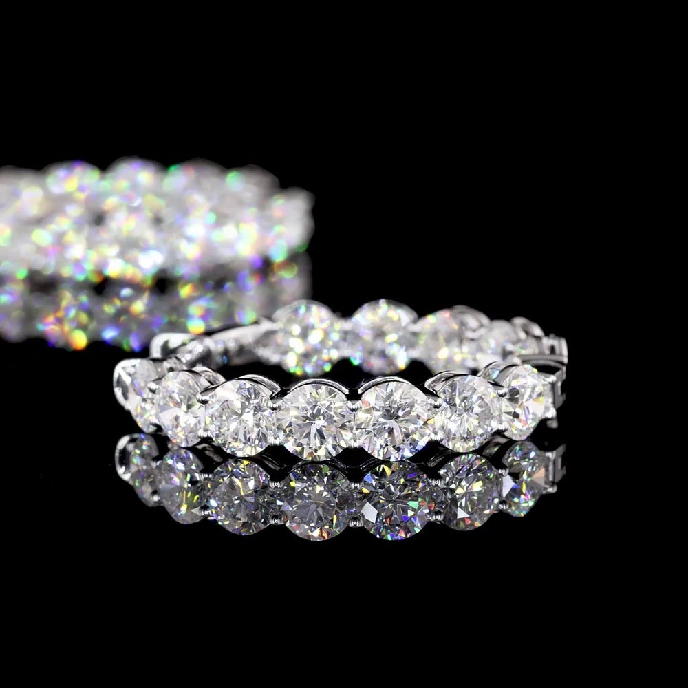 18K White Gold Large Round Diamond Hoop Earrings with Prong Set Lab Diamonds - 5.22 Carats Total Diamond Weight - Covaloro Fine Jewelry
