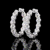 18K White Gold Large Round Diamond Hoop Earrings with Prong Set Lab Diamonds - 5.22 Carats Total Diamond Weight - Covaloro Fine Jewelry