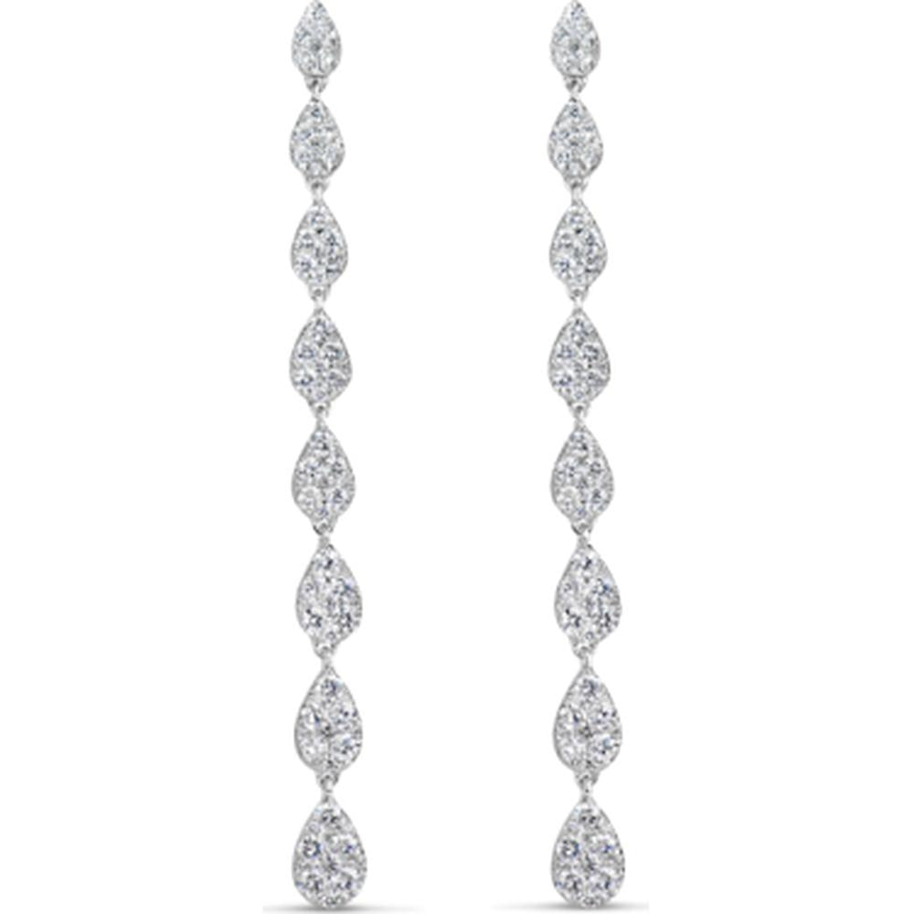 18K White Gold Long Drop Diamond Earrings with Marquise-Inspired Pavé Links by Afarin