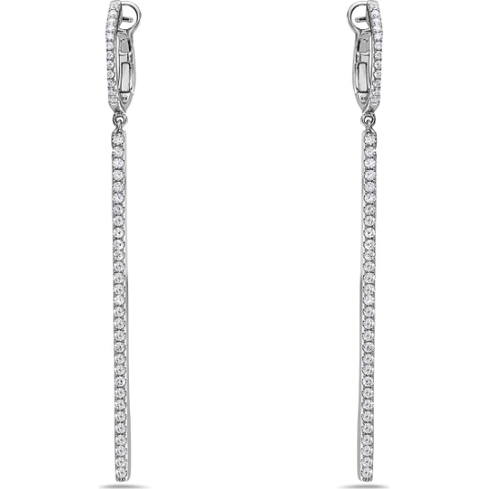 18K White Gold Long Drop Earrings with Round Diamonds by Afarin