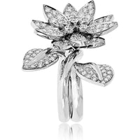 18K White Gold Lotus Between the Finger Ring by Van Cleef & Arpels - Sculptural Floral Design in EU Size 49