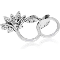 18K White Gold Lotus Between the Finger Ring by Van Cleef & Arpels - Sculptural Floral Design in EU Size 49